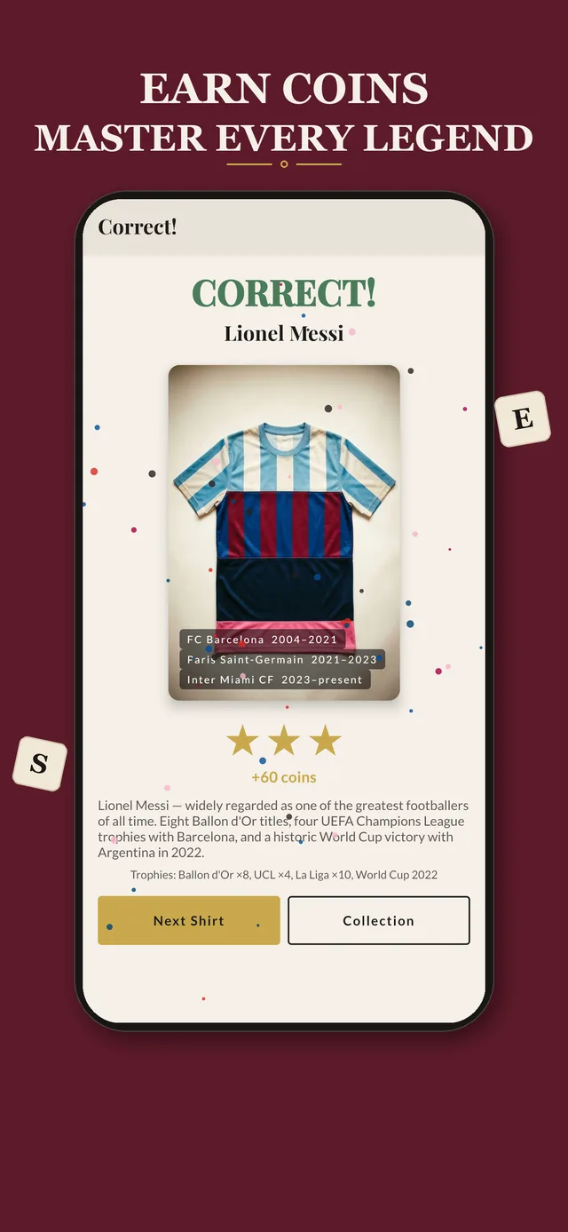 Correct answer — earn coins and stars